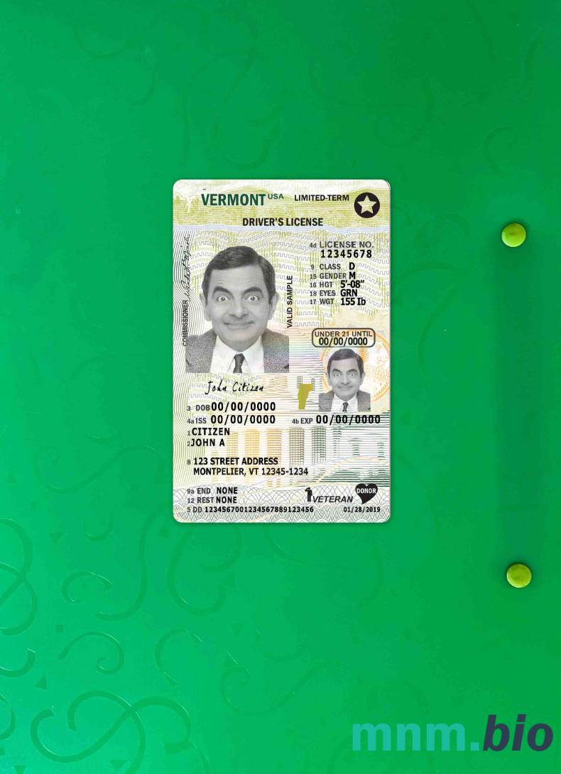 USA Vermont prawo jazdy poniżej 21 lat photolook, w pełni edytowalny